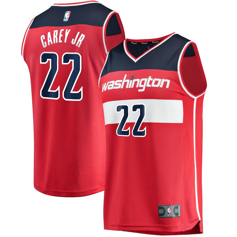 Men Washington Wizards 22 Vernon Carey Jr Fanatics Branded Red Fast Break Replica NBA Jersey